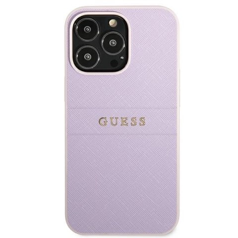 Guess Saffiano Hot Stamp & Metal Logo - Etui iPhone 13 Pro (liliowy)