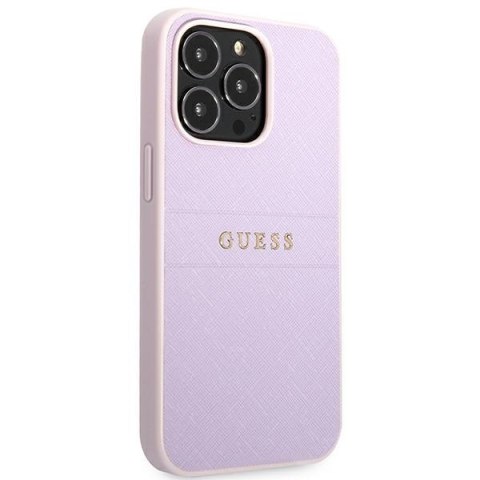 Guess Saffiano Hot Stamp & Metal Logo - Etui iPhone 13 Pro (liliowy)