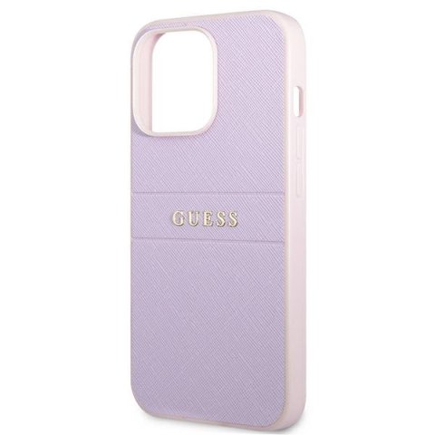 Guess Saffiano Hot Stamp & Metal Logo - Etui iPhone 13 Pro (liliowy)