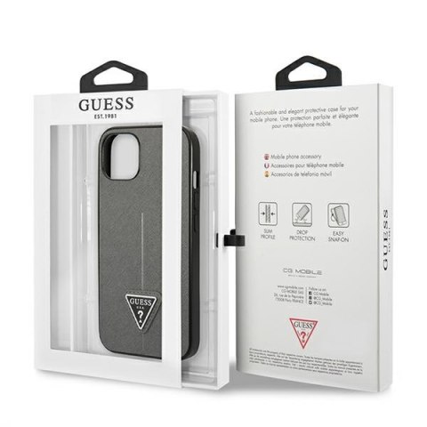 Guess Saffiano Triangle Logo Case - Etui iPhone 13 (srebrny)