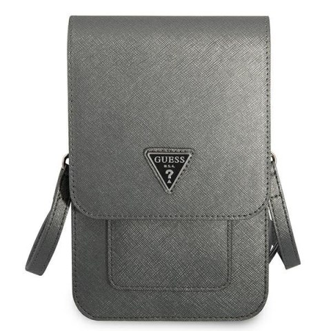 Guess Wallet Saffiano Triangle Logo Phone Bag - Torba na smartfona i akcesoria (Grey) Guess Wallet Saffiano Triangle Logo Phone Bag - Torba na smartfona i akcesoria (Grey)