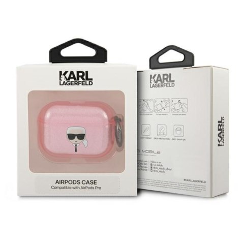 Karl Lagerfeld Karl Head Glitter - Etui Airpods Pro (różowy) Karl Lagerfeld Karl Head Glitter - Etui Airpods Pro (różowy)