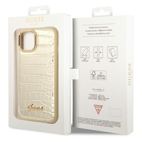 Guess Croco Collection - Etui iPhone 14 Plus (złoty)