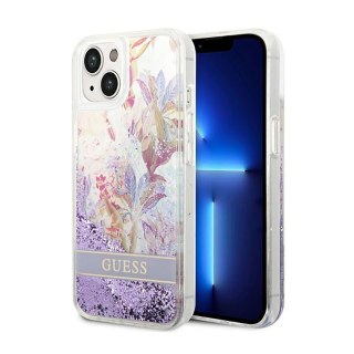 Guess Liquid Glitter Flower - Etui iPhone 14 Plus (fioletowy)