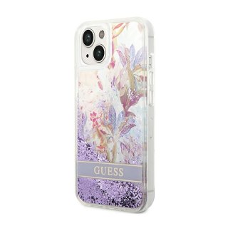 Guess Liquid Glitter Flower - Etui iPhone 14 Plus (fioletowy)