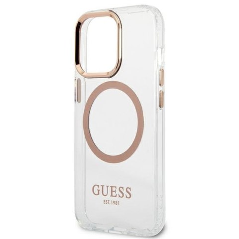 Guess Metal Outline Magsafe - Etui iPhone 13 Pro Max (przezroczysty / złoty)