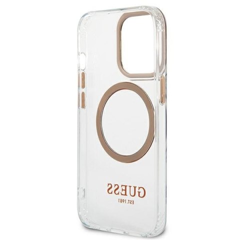 Guess Metal Outline Magsafe - Etui iPhone 13 Pro Max (przezroczysty / złoty)