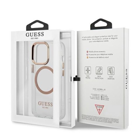 Guess Metal Outline Magsafe - Etui iPhone 13 Pro Max (przezroczysty / złoty)