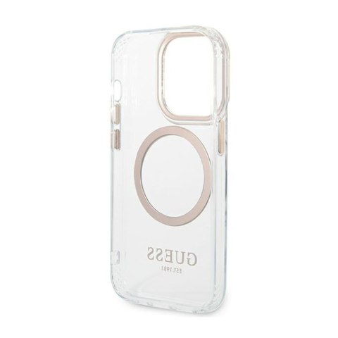 Guess Metal Outline Magsafe - Etui iPhone 14 Pro Max (przezroczysty / złoty)