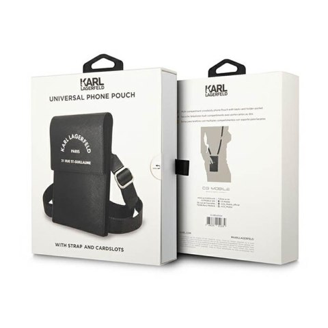 Karl Lagerfeld Embossed RSG Wallet Phone Bag - Torba na smartfona i akcesoria (czarny) Karl Lagerfeld Embossed RSG Wallet Phone Bag - Torba na smartfona i akcesoria (czarny)