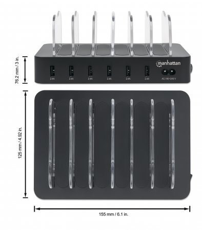 MANHATTAN 6-PORTOWA STACJA ZASILAJĄCA 6X USB-A 5V MANHATTAN 6-PORTOWA STACJA ZASILAJĄCA 6X USB-A 5V