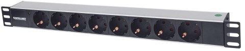 Intellinet 714037 rozdzielacz zasilania PDU 8 x gniazdo sieciowe 1U Aluminium, Czarny Intellinet 714037 rozdzielacz zasilania PDU 8 x gniazdo sieciowe 1U Aluminium, Czarny