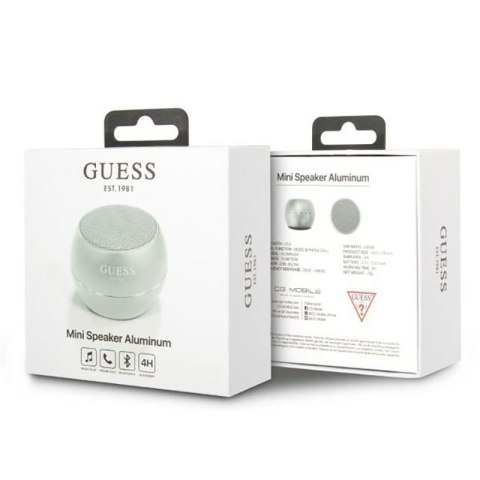 Guess Mini Bluetooth Speaker 3W 4H - Głośnik Bluetooth 5.0 (srebrny) Guess Mini Bluetooth Speaker 3W 4H - Głośnik Bluetooth 5.0 (srebrny)