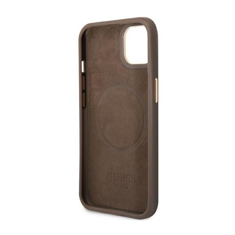 Guess 4G Logo Plate MagSafe - Etui iPhone 14 Plus (brązowy)