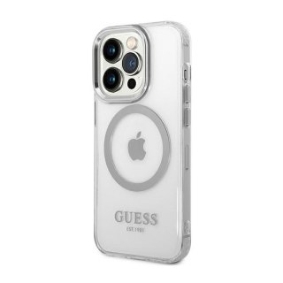 Guess Metal Outline MagSafe - Etui iPhone 14 Pro (przezroczysty / srebrny)