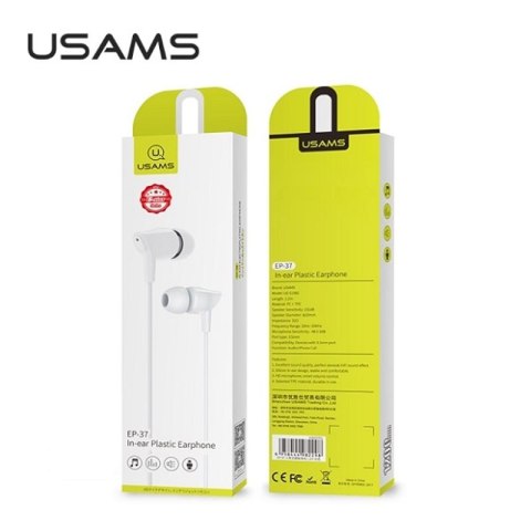 USAMS EP-37 - Słuchawki stereo jack 3,5 mm (biały) USAMS EP-37 - Słuchawki stereo jack 3,5 mm (biały)