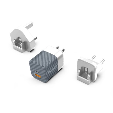 Energizer Ultimate - Ładowarka sieciowa Multiplug EU / UK / US GaN USB-C & USB-A 38W PD + QC3.0 (Srebrny) Energizer Ultimate - Ładowarka sieciowa Multiplug EU / UK / US GaN USB-C & USB-A 38W PD + QC3.0 (Srebrny)