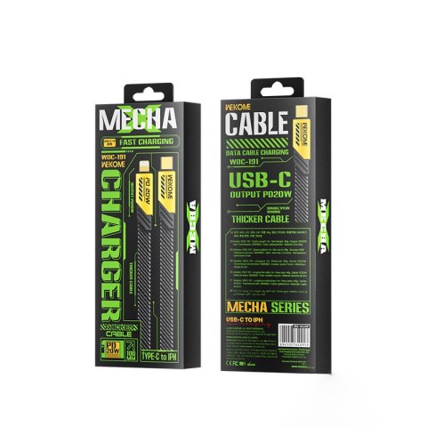 WEKOME WDC-191 Mecha Series - Kabel połączeniowy USB-C do Lightning PD 20W 1 m (Żółty) WEKOME WDC-191 Mecha Series - Kabel połączeniowy USB-C do Lightning PD 20W 1 m (Żółty)