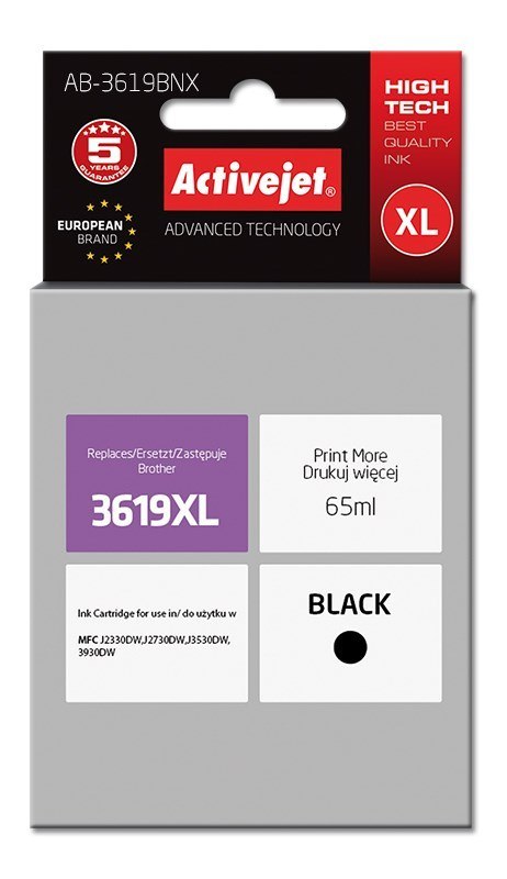 Activejet AB-3619BNX Tusz (zamiennik Brother LC3619Bk XL; Supreme; 65 ml; czarny) Activejet AB-3619BNX Tusz (zamiennik Brother LC3619Bk XL; Supreme; 65 ml; czarny)