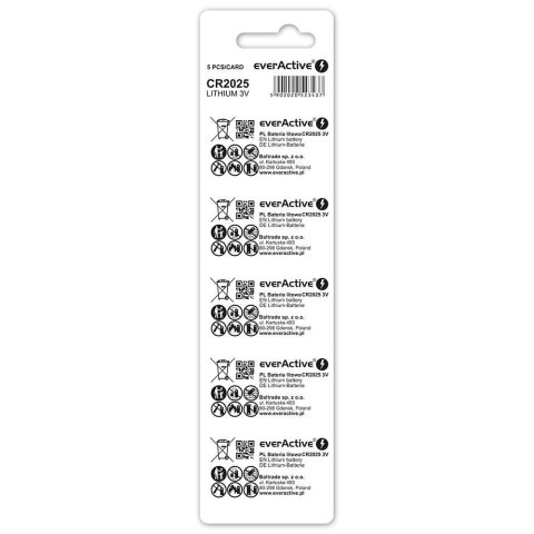 EVERACTIVE BATERIE LITOWE CR20255BL BLISTER- 5 SZT. EVERACTIVE BATERIE LITOWE CR20255BL BLISTER- 5 SZT.