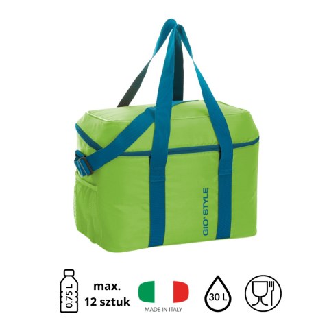 Torba termiczna Kamai Gio Style na ramię, zielona, z kieszenią boczną i uchwytem do noszenia, pojemność 30L