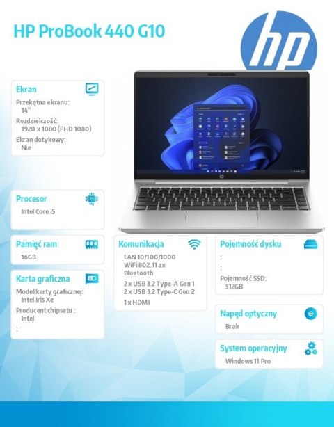 Notebook ProBook 440 G10 i5-1335U 512GB/16GB/W11P/14.0 85C59EA