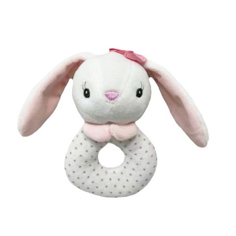 Grzechotka Króliczek z kokardką 18 cm biało-różowa Grzechotka Króliczek z kokardką 18 cm biało-różowa