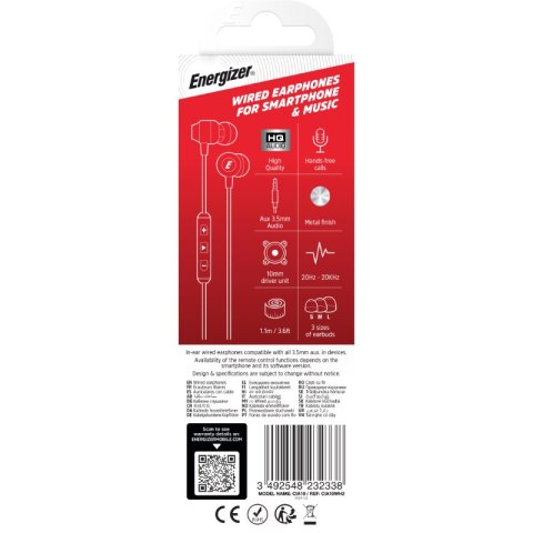 Energizer Classic CIA10 - Słuchawki przewodowe jack 3,5 mm (Biały) Energizer Classic CIA10 - Słuchawki przewodowe jack 3,5 mm (Biały)
