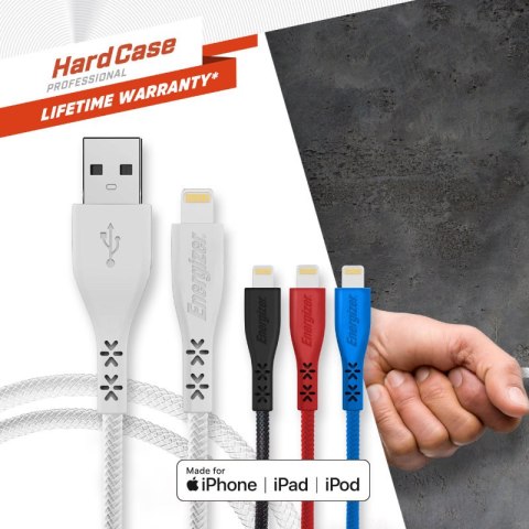 Energizer HardCase - Kabel połączeniowy USB-A do Lightning certyfikat MFi 1.2m (Czarny) dożywotnia gwarancja Energizer HardCase - Kabel połączeniowy USB-A do Lightning certyfikat MFi 1.2m (Czarny) dożywotnia gwarancja
