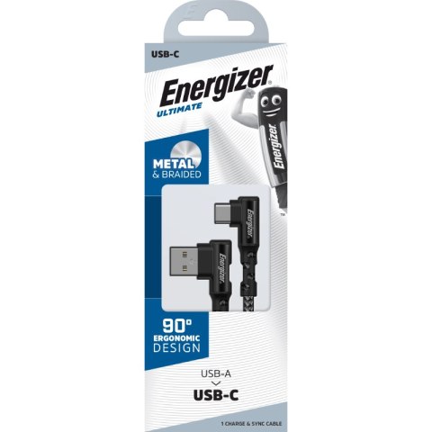 Energizer Ultimate - Kabel gamingowy USB-A do USB-C 90° 2m (Czarny) Energizer Ultimate - Kabel gamingowy USB-A do USB-C 90° 2m (Czarny)