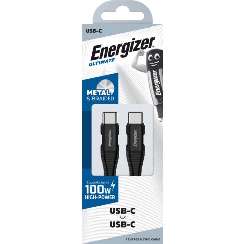Energizer Ultimate - Kabel połączeniowy USB-C do USB-C 100W 2m (Czarny) Energizer Ultimate - Kabel połączeniowy USB-C do USB-C 100W 2m (Czarny)