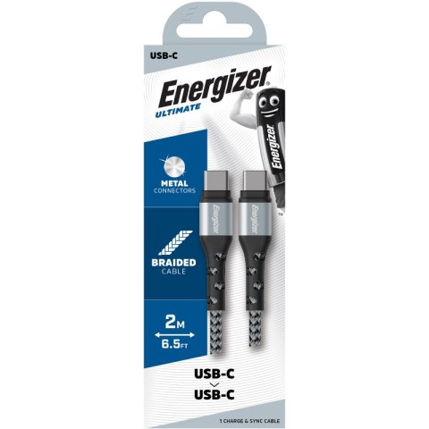 Energizer Ultimate - Kabel połączeniowy USB-C do USB-C 2m (Srebrny) Energizer Ultimate - Kabel połączeniowy USB-C do USB-C 2m (Srebrny)