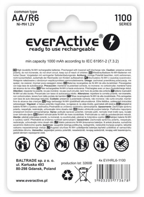 Akumulatory R6/AA 1100 mAH, blister 4 SZT. INFINITY LINE, technologia ready to use Akumulatory R6/AA 1100 mAH, blister 4 SZT. INFINITY LINE, technologia ready to use