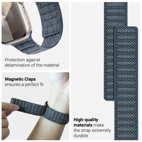 Crong Melange - Pasek magnetyczny do Apple Watch 42/44/45/46/49 mm (niebieski melanż)