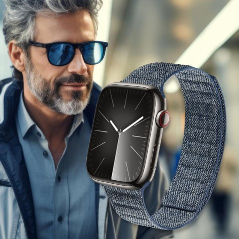 Crong Melange - Pasek magnetyczny do Apple Watch 42/44/45/46/49 mm (niebieski melanż)