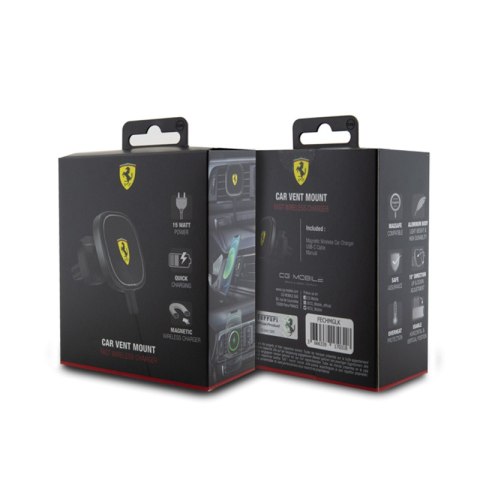 Ferrari MagSafe Collection - Magnetyczny uchwyt samochodowy z ładowaniem bezprzewodowym 15W (czarny) Ferrari MagSafe Collection - Magnetyczny uchwyt samochodowy z ładowaniem bezprzewodowym 15W (czarny)