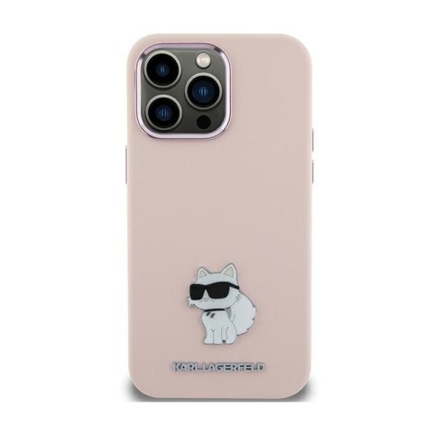 Karl Lagerfeld Silicone Choupette Metal Pin - Etui iPhone 15 (różowy) Karl Lagerfeld Silicone Choupette Metal Pin - Etui iPhone 15 (różowy)
