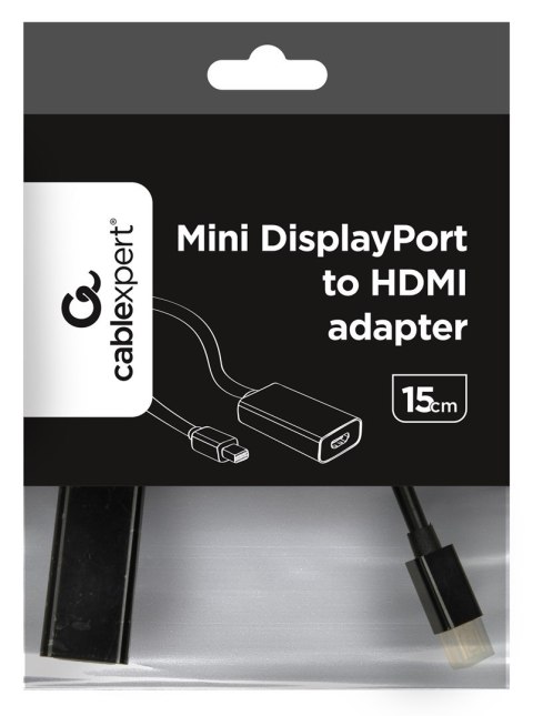 Adapter GEMBIRD A-MDPM-HDMIF-02 (Mini DisplayPort M - HDMI F; 0,15m; kolor czarny) Adapter GEMBIRD A-MDPM-HDMIF-02 (Mini DisplayPort M - HDMI F; 0,15m; kolor czarny)
