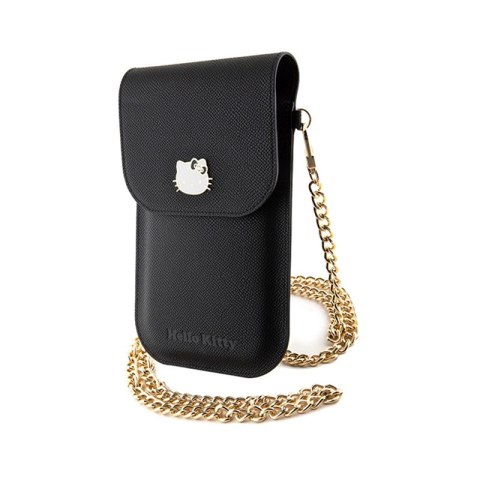 Hello Kitty Leather Metal Logo Chain - Torebka crossbody na telefon (czarny) Hello Kitty Leather Metal Logo Chain - Torebka crossbody na telefon (czarny)