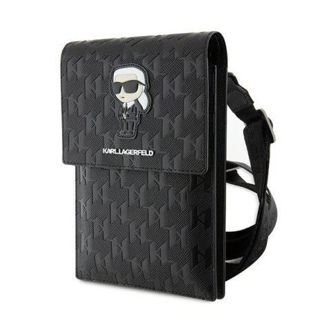 Karl Lagerfeld Saffiano Monogram Ikonik - Torebka crossbody na telefon (czarny) Karl Lagerfeld Saffiano Monogram Ikonik - Torebka crossbody na telefon (czarny)