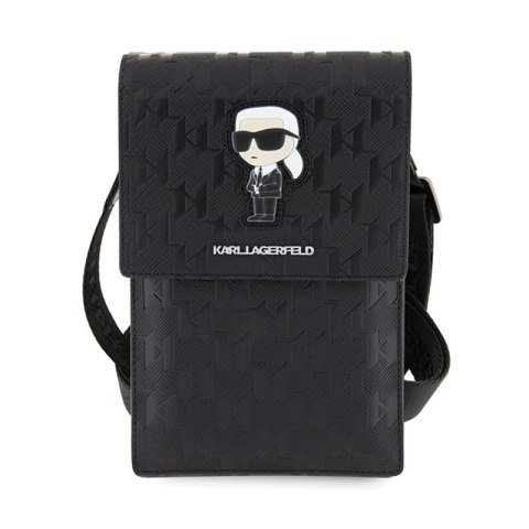 Karl Lagerfeld Saffiano Monogram Ikonik - Torebka crossbody na telefon (czarny) Karl Lagerfeld Saffiano Monogram Ikonik - Torebka crossbody na telefon (czarny)