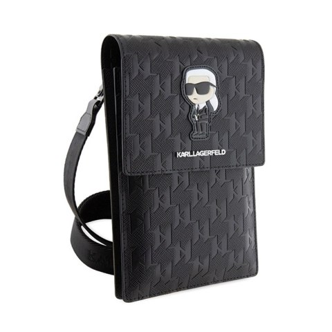 Karl Lagerfeld Saffiano Monogram Ikonik - Torebka crossbody na telefon (czarny) Karl Lagerfeld Saffiano Monogram Ikonik - Torebka crossbody na telefon (czarny)
