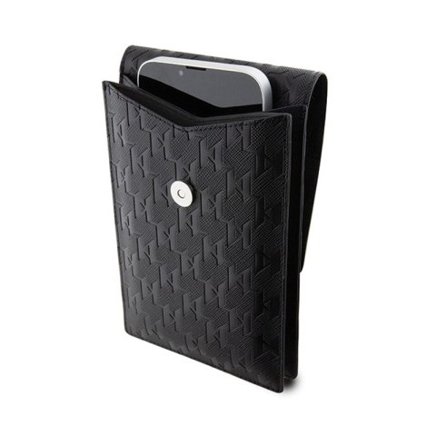 Karl Lagerfeld Saffiano Monogram Ikonik - Torebka crossbody na telefon (czarny) Karl Lagerfeld Saffiano Monogram Ikonik - Torebka crossbody na telefon (czarny)