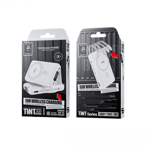 WEKOME WP-12 Tint Series - Power bank indukcyjny 10000 mAh MagSafe z wbudowanym kablem USB-C / Lightning / Micro USB / USB-A (Bi