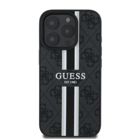 Guess 4G Printed Stripes MagSafe - Etui iPhone 16 Pro Max (czarny) Guess 4G Printed Stripes MagSafe - Etui iPhone 16 Pro Max (czarny)