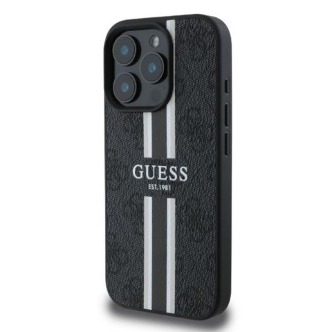 Guess 4G Printed Stripes MagSafe - Etui iPhone 16 Pro Max (czarny) Guess 4G Printed Stripes MagSafe - Etui iPhone 16 Pro Max (czarny)