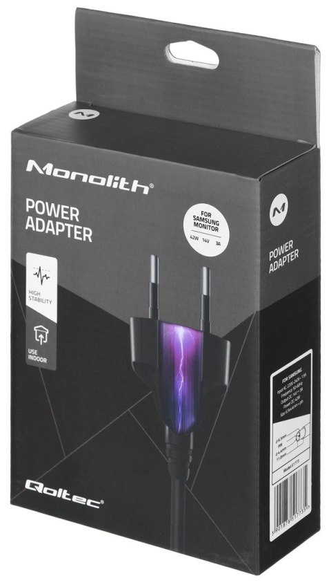 QOLTEC ZASILACZ DO MONITORA SAMSUNG 42W | 14V | 3A | 6.5*4.4 |+KABEL ZASILAJĄCY QOLTEC ZASILACZ DO MONITORA SAMSUNG 42W | 14V | 3A | 6.5*4.4 |+KABEL ZASILAJĄCY