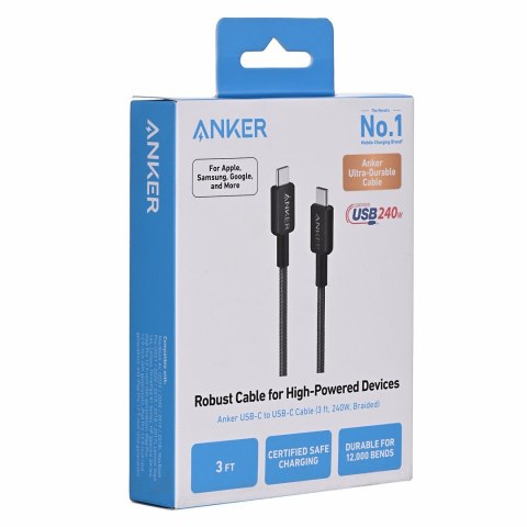 Kabel Anker 240W USB-C do USB-C 0.9m czarny Kabel Anker 240W USB-C do USB-C 0.9m czarny