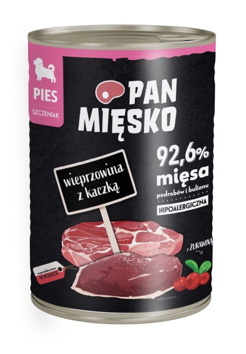 Pan Mięsko Wieprzowina z kaczką (szczeniak) Karma mokra dla psa 400g Pan Mięsko Wieprzowina z kaczką (szczeniak) Karma mokra dla psa 400g