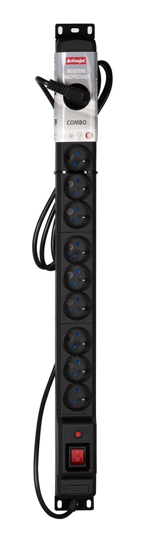 Listwa przeciwprzepięciowa Activejet COMBO/12gn/3m/cz (12 x UTE; 10 A (2500 W); 3m; kolor czarny) Listwa przeciwprzepięciowa Activejet COMBO/12gn/3m/cz (12 x UTE; 10 A (2500 W); 3m; kolor czarny)